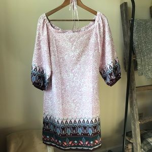 LOFT Off the Shoulder Paisley Dress